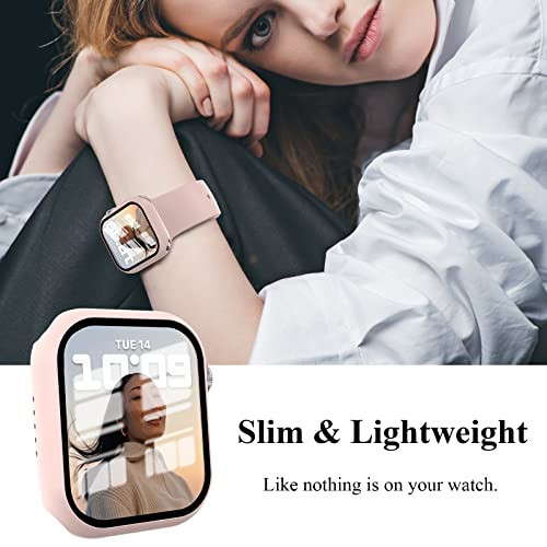 Apple Watch Serie9/8/7 45mm ile Uyumlu 3'lü Kılıf Seti, Temperli Cam Ekran Koruyucu, EWUONU Sert PC Tam Kaplama Ultra İnce HD Çerçeve Koruyucu Kılıf iWatch 45mm için, Gül Altın/Pembe/Şeffaf - 3