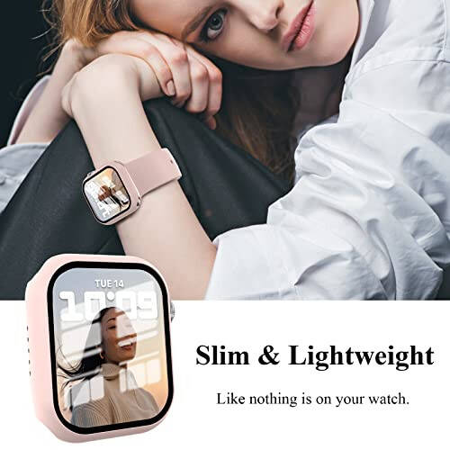 Apple Watch Serie9/8/7 45mm ile Uyumlu 3'lü Kılıf Seti, Temperli Cam Ekran Koruyucu, EWUONU Sert PC Tam Kaplama Ultra İnce HD Çerçeve Koruyucu Kılıf iWatch 45mm için, Gül Altın/Pembe/Şeffaf - 3