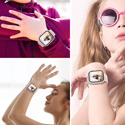 3 Pack Case Compatible with Apple Watch Serie9/8/7 45mm with Tempered Glass Screen Protector, EWUONU Hard PC Full Cover Ultra-Thin HD Bumper Protective Cover for iWatch 45mm, Rose Gold/Pink/Clear - 6