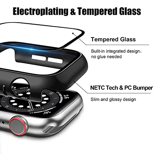 anotch 14 Pack Case with Tempered Glass Screen Protector for Apple Watch Series 10 46mm, Full Coverage Hard PC Protective Cover HD Ultra-Thin Guard Bumper For iWatch 10 46mm Accessories - 4