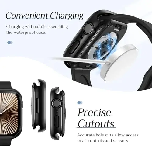 Goton 2-Pack for Apple Watch Series 11/10 Screen Protector Case 46mm, Waterproof PC Bumper with Tempered Glass for iWatch 46 mm, 360° Full Cover, Shockproof Scratch-Resistant, Easy Install - 6