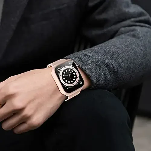 Apple Watch Series 3/2/1 42mm bilan mos keladigan 3 Pack Hard PC Case, BHARVEST закаленное Shisha Ekran himoyachisi bilan birgalikda iWatch aksessuarlari uchun pufaksiz qopqoq, Qora+Pushti+Shaffof - 3