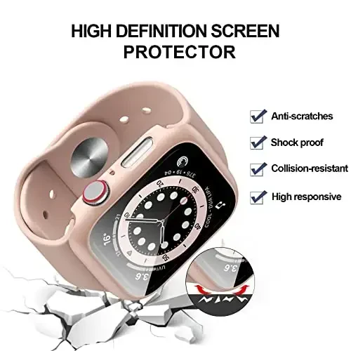 Apple Watch Series 3/2/1 42mm bilan mos keladigan 3 Pack Hard PC Case, BHARVEST закаленное Shisha Ekran himoyachisi bilan birgalikda iWatch aksessuarlari uchun pufaksiz qopqoq, Qora+Pushti+Shaffof - 5
