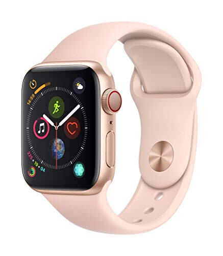 Apple Watch Series 4 (GPS + Cellular, 40MM) - Gold Aluminum Case with Pink Sand Sport Band (Renewed) - 1