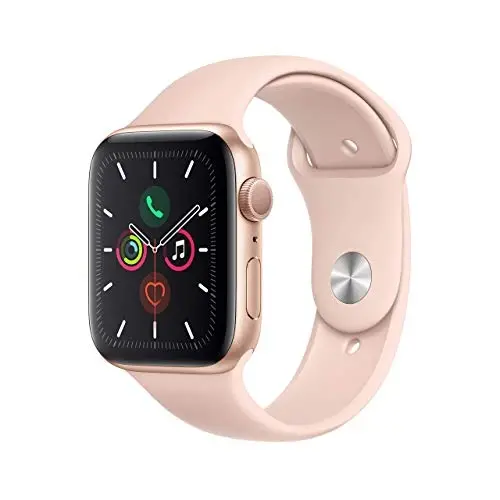 Apple Watch Series 5 (GPS, 44MM) - Gold Aluminum Case with Pink Sand Sport Band (Renewed) 