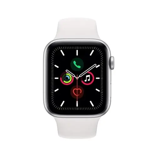 Apple Watch Series 5 (GPS, 44MM) - Silver Aluminum Case with White Sport Band (Renewed) - APPLE (1)