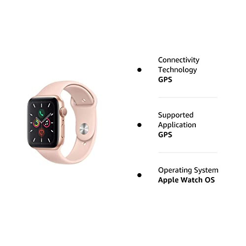 Apple Watch Series 5 (GPS, 44MM) - Gold Aluminum Case with Pink Sand Sport Band (Renewed) - 11