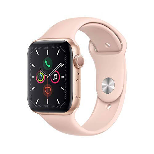 Apple Watch Series 5 (GPS, 44MM) - Gold Aluminum Case with Pink Sand Sport Band (Renewed) - 1