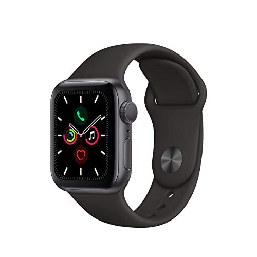 Apple Watch Series 5 (GPS, 44MM) - Kosmik kulrang alyuminiy korpusli qora sport tasmasi bilan (Yangilangan) - 1