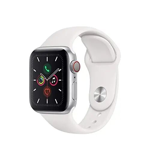 Apple Watch Series 5 (GPS + Cellular, 40MM) - Silver Aluminum Case with White Sport Band (Renewed) - 1