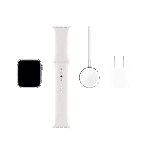 Apple Watch Series 5 (GPS + Cellular, 44MM) - Silver Aluminum Case with White Sport Band (Renewed) - 6