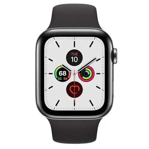Apple Watch Series 5 (GPS + Cellular, 44MM) - Space Black Stainless Steel Case with Black Sport Band (Renewed) - APPLE (1)