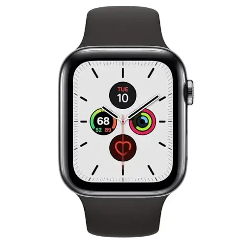 Apple Watch Series 5 (GPS + Cellular, 44MM) - Space Black Stainless Steel Case with Black Sport Band (Renewed) - APPLE (1)