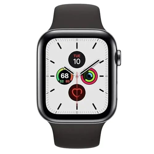 Apple Watch Series 5 (GPS + Cellular, 44MM) - Space Black Stainless Steel Case with Black Sport Band (Renewed) - 2