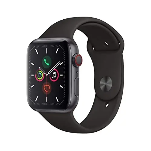 Apple Watch Series 5 (GPS + Cellular, 44MM) - Space Gray Aluminum Case with Black Sport Band (Renewed) - 1