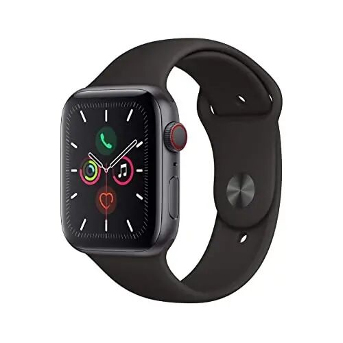 Apple Watch Series 5 (GPS + Cellular, 44MM) - Space Gray Aluminum Case with Black Sport Band (Renewed) - Apple