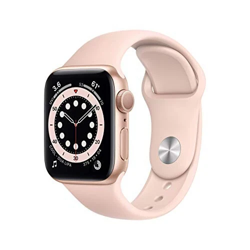 Apple Watch Series 6 (GPS, 40mm) - Gold Aluminum Case with Pink Sand Sport Band (Renewed) - Apple