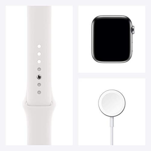 Apple Watch Series 6 (GPS + Cellular, 44 mm) - Kumush zanglamaydigan po'lat korpusli oq sport tasmasi bilan (Yangilangan) - 7