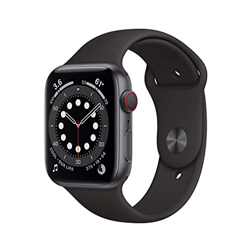 Apple Watch Series 6 (GPS + Cellular, 44mm) - Space Gray Aluminum Case with Black Sport Band (Renewed) - 1