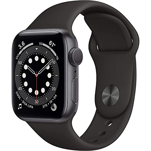 Apple Watch Series 6 (GPS + Uyali aloqa, 44mm) - Kosmik kulrang Alyuminiy korpusli qora sport tasmasi bilan (Yangilangan) - 8