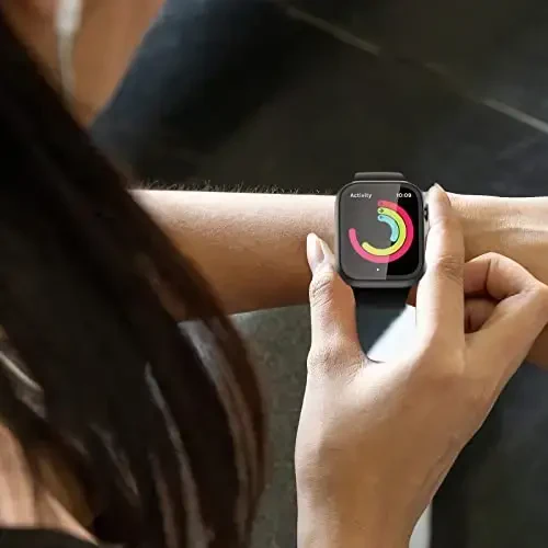 Apple Watch Series 6/5/4/SE 44mm uchun закалённое стекло экран ҳимоячиси билан 2 та пакетли ғилоф, JZK Slim Guard Bumper Full Coverage Hard PC Protective Cover HD Ultra-Thin Cover iWatch 44mm uchun, Starlight+Clear - 6