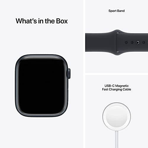 Apple Watch Series 7 (GPS, 45 mm) Yarim tunda alyuminiy korpusli va Yarim tunda sport bantli (Yangilangan) - 10