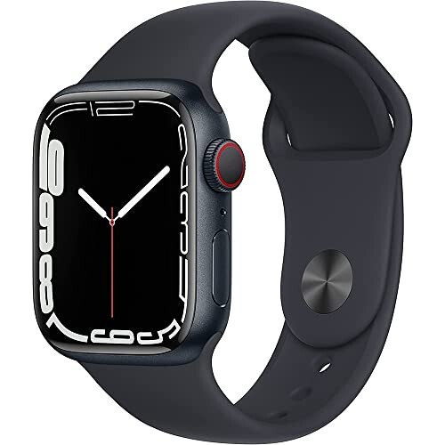 Apple Watch Series 7 (GPS + Cellular, 41mm) Midnight Aluminum Case with Midnight Sport Band, Regular (Renewed) - 1