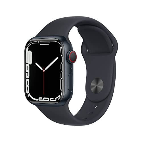 Apple Watch Series 7 (GPS + Cellular, 41mm) Midnight Aluminum Case with Midnight Sport Band, Regular (Renewed) - 4