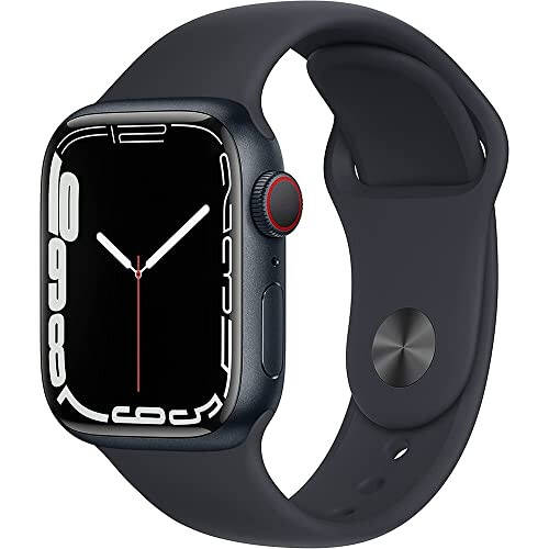 Apple Watch Series 7 GPS + Cellular, 45 мм корпус из космического алюминия с черным спортивным ремешком - стандартная версия (восстановленный) - 1