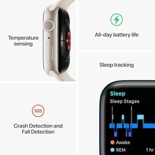Apple Watch Series 8 [GPS, 41mm] - Silver Aluminum Case with White Sport Band - S/M (Renewed) - 2