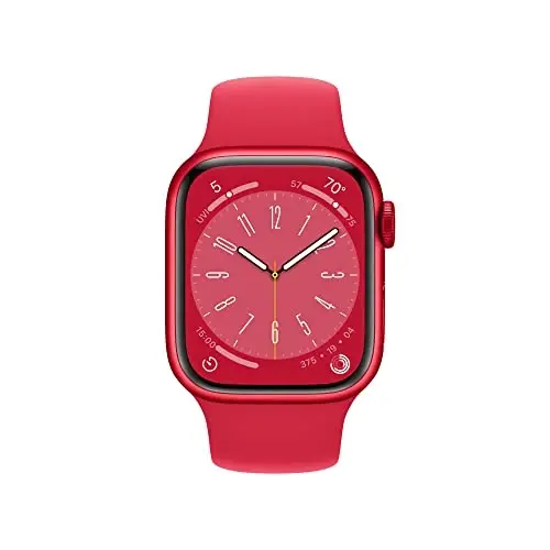Apple Watch Series 8 [GPS, 41mm] - Red Aluminum Case with Red Sport Band, S/M (Renewed) - 2