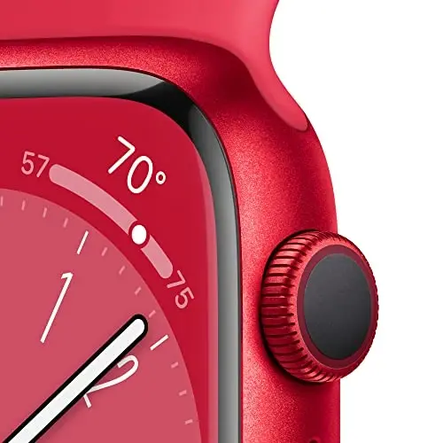 Apple Watch Series 8 [GPS, 41mm] - Red Aluminum Case with Red Sport Band, S/M (Renewed) - 3