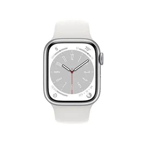 Apple Watch Series 8 [GPS, 41mm] - Kumush rangli alyuminiy korpus, oq sport bilaguzuk, M/L (Yangilangan) - 2