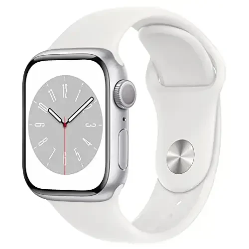 Apple Watch Series 8 [GPS, 41mm] - Silver Aluminum Case with White Sport Band - S/M (Renewed) 