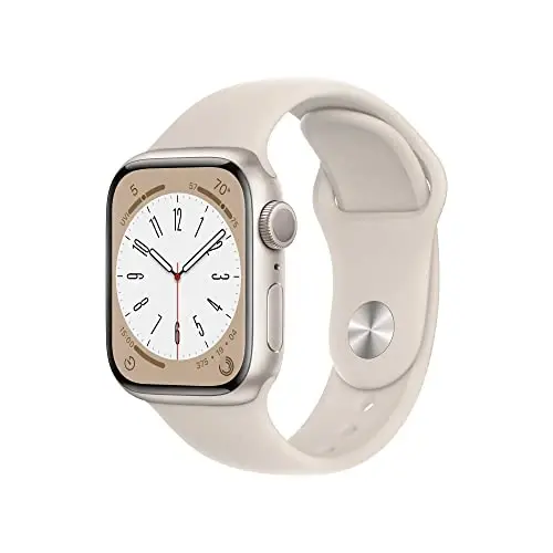 Apple Watch Series 8 [GPS, 41mm] - Starlight Aluminum Case with Starlight Sport Band, S/M (Renewed) 