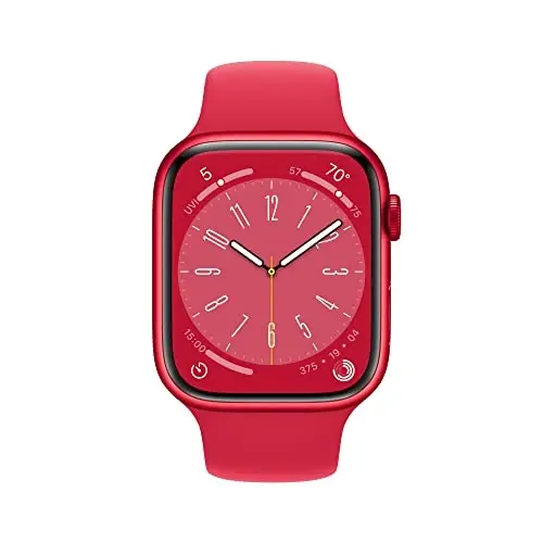 Apple Watch Series 8 [GPS, 45mm] - Red Aluminum Case with Red Sport Band, M/L (Renewed) - 2