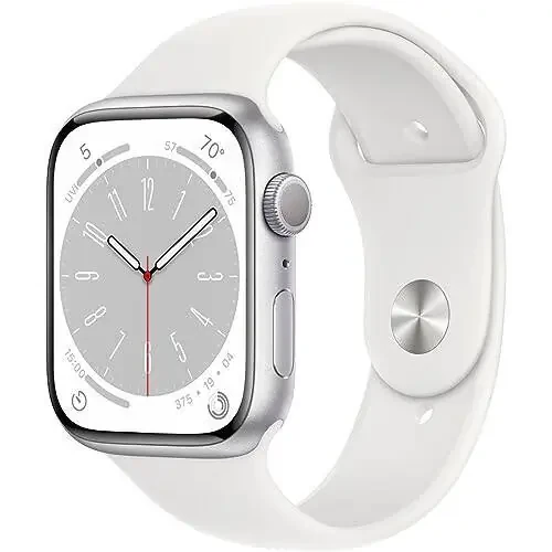 Apple Watch Series 8 [GPS, 45mm] Kumush Alyuminiy Korpusli Oq Sport Bantli, M/L (Yangilangan) - 7
