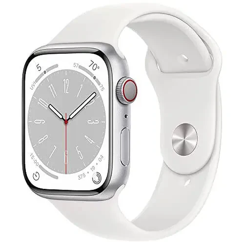 Apple Watch Series 8 [GPS, 45mm] Kumush Alyuminiy Korpusli Oq Sport Bantli, M/L (Yangilangan) - 11