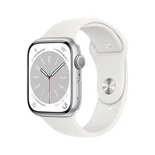 Apple Watch Series 8 [GPS, 45mm] Kumush Alyuminiy Korpusli Oq Sport Bantli, M/L (Yangilangan) - 1