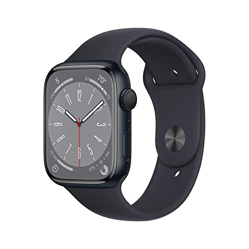 Apple Watch Series 8 [GPS, 45mm] - Midnight Aluminum Case with Midnight Sport Band, S/M (Renewed) - 1