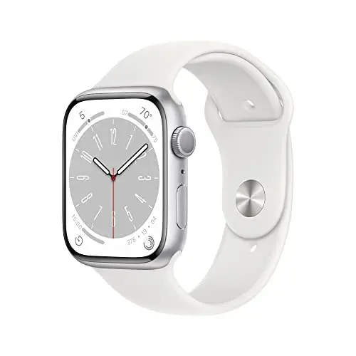 Apple Watch Series 8 [GPS, 45mm] Silver Aluminum Case with White Sport Band, M/L (Renewed) - APPLE (1)