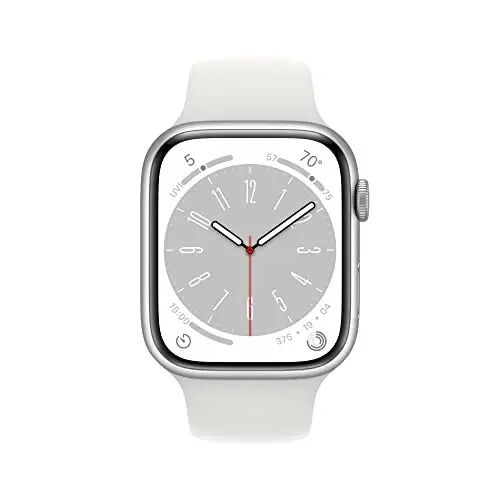 Apple Watch Series 8 [GPS, 45mm] - Silver Aluminum Case with White Sport Band, S/M (Renewed) - Apple (1)
