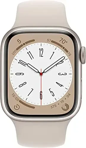 Apple Watch Series 8 [GPS, 45mm] - Starlight Aluminum Case with with Starlight Sport Band, S/M (Renewed) - 2