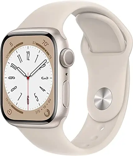 Apple Watch Series 8 [GPS, 45mm] - Starlight Aluminum Case with with Starlight Sport Band, S/M (Renewed) - 1