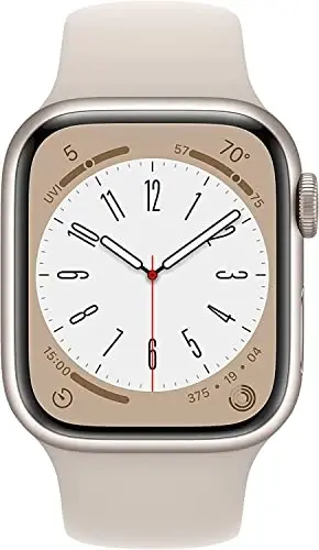Apple Watch Series 8 [GPS, 45mm] - Starlight Aluminum Case with with Starlight Sport Band, S/M (Renewed) - 2