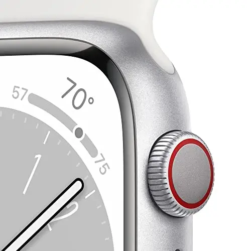 Apple Watch Series 8 [GPS + Cellular, 41mm] - Silver Aluminum Case with White Sport Band, S/M (Renewed) - 3