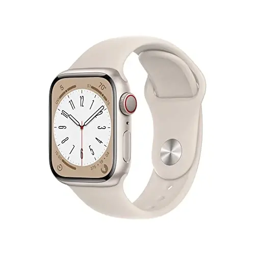 Apple Watch Series 8 [GPS + Cellular, 41mm] Starlight Aluminum Case with Starlight Sport Band, M/L (Renewed) - 1