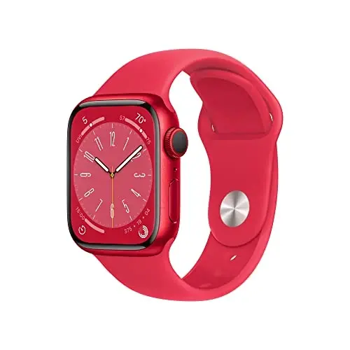 Apple Watch Series 8 [GPS + Cellular, 41mm] - (PRODUCT)Red Aluminum Case with Red Sport Band, M/L (Renewed) - 1