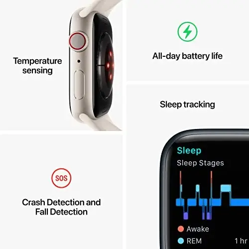 Apple Watch Series 8 [GPS + Cellular, 41mm] - (PRODUCT)Red Aluminum Case with Red Sport Band, M/L (Renewed) - 5