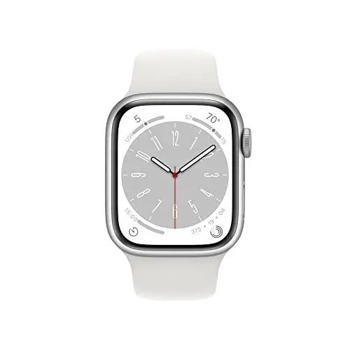 Apple Watch Series 8 [GPS + Cellular, 41mm] - Silver Aluminum Case with White Sport Band, S/M (Renewed) - 2